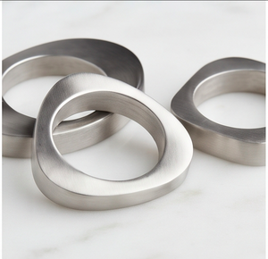Modern Geometric Stainless Steel <b>Napkin</b> Rings Matte <b>Silver</b> Metal Table Decor For Wedding Use And Home use - Product Image 1
