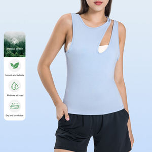 Débardeur de sport respirant pour femme avec logo personnalisé, couleur unie, maintien élevé, idéal pour la course et le yoga, coupe courte - Product Image 3