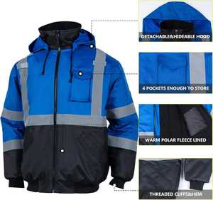 Chaqueta de Seguridad de Alta Visibilidad para Invierno, Transpirable e Impermeable, para Uso en Exteriores, Chaqueta de Seguridad FOB, Chaqueta de Trabajo Reflectante para Invierno - Product Image 2