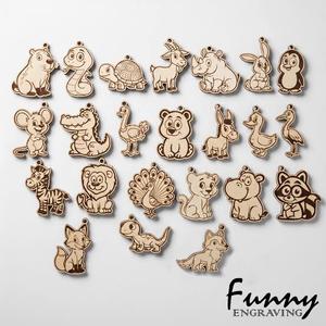 Engraving Wooden Animal Tags Handmade Wall-Mounted Decor Set of 25 Animal Shapes <b>Craft</b> Decoration mdf laser cut animals figures - Product Image 1