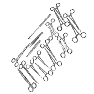 Ensemble de 17 instruments de chirurgie générale vétérinaire en acier inoxydable, kit de stérilisation de qualité hospitalière certifié CE ISO, kit manuel - Product Image 5