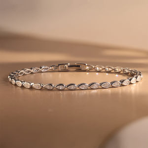 Moissanite Tennis Bracelet Silver Pear Cut Teardrop Sparkling Elegant <b>Gift</b> for Her Engagement Party Anniversary Bridal Trendy - Product Image 3