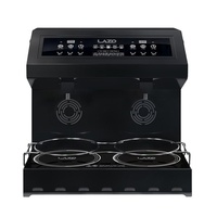 LAZO Cuisinière à induction électrique coréenne à double compartiment pour nouilles, ustensile de cuisson en libre-service, couvercle en verre résistant à la chaleur, poignée en plastique, pour bureaux