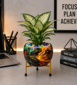 Pot de fleurs en métal artisanal Pitalnagi Meenakari, décoratif et artistique, pour plantes d'intérieur et d'extérieur, maison et jardin - Product Image 3