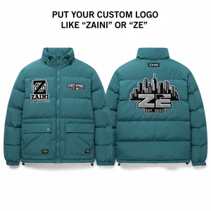 ZAINI Premium 500gsm Waterproof Windproof Polyester Puffer <b>Jacket</b> Blue Green <b>Quilted</b> Baffle Panels Camouflage <b>Pattern</b> Men's - Product Image 1