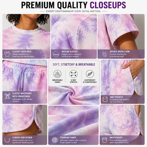 Ensemble deux pièces pour femmes, couleur unie, haut court avec short à cordon de serrage, tenue décontractée d'été, taille haute, manches courtes, tenue de yoga - Product Image 3