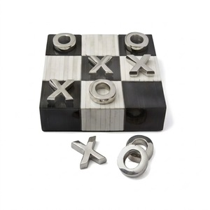 Bone Tic <b>Tac</b> Toe Board Game Decorative Knick Knack Tabletop Accent | Brass Piece Strategy Puzzle Game for Home Decor and Gift - Product Image 1
