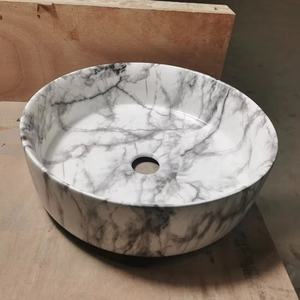 Luxury Natural Carrara White Marble Round Hand Wash <b>Basin</b> Eco-Friendly & Durable Bathroom Vessel Sinks for Home Hotel Indoor Use - Product Image 4