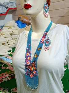 Conjunto de collar de cuentas de vidrio de diseño, hecho a mano, para novias, regalo de aniversario y accesorios para fiestas. - Product Image 2