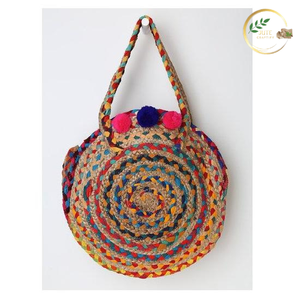 Handmade Round Jute Beach <b>Bag</b> Sustainable Eco Friendly Summer Tote - Product Image 2