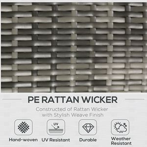 Set di 5 Sedie Lounge in Rattan Grigio per Esterni con Cuscini, Pouf e Tavolo in Vetro - Product Image 4