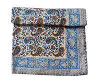 Couverture Kantha traditionnelle en coton indigo Silkgram, motif floral bleu, brodée à la main, 300 fils, pour toutes les saisons, décoration intérieure