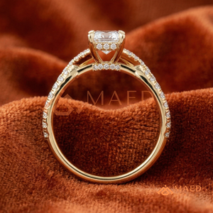 Luxury 14K Gold Radiant Shape Diamond Wedding <b>Ring</b> with <b>Split</b> Shank and Micro Pave Setting for Women - Product Image 2