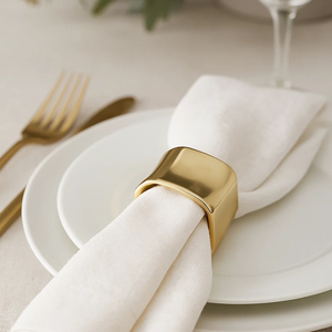 Wholesale Stocked Premium Quality Eco-Friendly Wedding Restaurant Decor Brass Napkin Ring Set for Dining <b>Table</b> at Low Price - Product Image 1