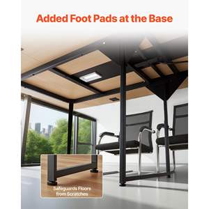 Table de réunion de bureau moderne en forme de bateau de 8 pieds, bureau de séminaire pour 10 personnes, station de charge, assemblage facile, salle de conférence, salle de réunion, métal - Product Image 5