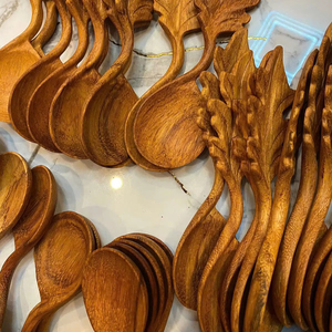 ชุดของขวัญภาชนะไม้แกะสลักธรรมชาติหลากหลายชนิด ปราศจากขยะ ประกอบด้วยช้อนกาแฟ ช้อนชา และตะหลิว สำหรับเสิร์ฟอาหารในงานเลี้ยงที่บ้าน - Product Image 1