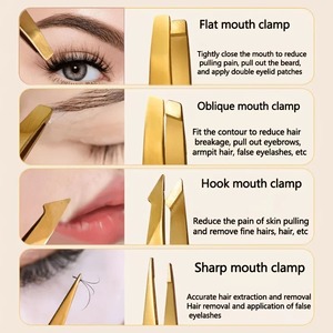 Juego de 4 Pinzas para Cejas de Acero Inoxidable Personalizadas, con Punta Recta Chapada en Oro, Precisión, Durabilidad y Estilo de Lujo - Product Image 4