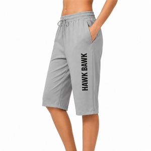 Shorts longs décontractés pour femmes, shorts de sport avec poches, taille élastique, été, respirants, tricotés, séchage rapide - Product Image 3