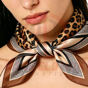 Wholesale High Quality Customizable Solid Plaid <b>Square</b> <b>Scarf</b> Custom Colors Logo Printed Outdoor Casual Women Bandana <b>Scarf</b> - Product Image 4