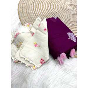 Sari de créateur fait main pour les fêtes, 100 % soie avec motif floral multi-fils - Product Image 5