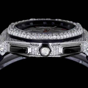 Stainless Steel Luxury <b>Men's</b> Fashion Business Moissanite <b>Square</b> Cut Art Deco <b>Watch</b> Custom Design Full Diamond VVS Glass Dial - Product Image 2