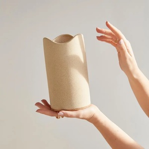 Natural Ceramic <b>Utensil</b> <b>Holder</b> Matte Finish Ergonomic Cut Edge Thick Build Heat Safe <b>Kitchen</b> Countertop Storage Organizer - Product Image 5
