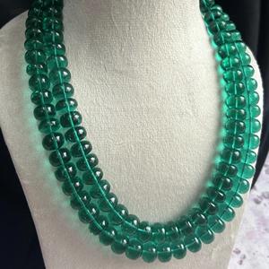 Collar de Esmeralda cultivada en laboratorio, cuentas, hilo de piedras preciosas de corte Nano verde pulido suave para fabricación de joyas personalizable - Product Image 4