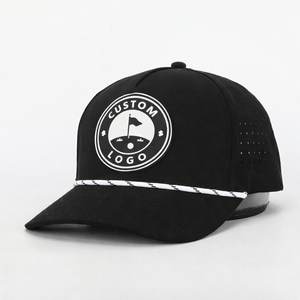 Custom Silicone Logo Golf <b>Hat</b> For Men 5 Panel Cap From Vietnam <b>Hat</b> Manufacturer <b>Waterproof</b> Baseball Cap Laser Cut Hole Rope - Product Image 1