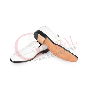 Mocassins d'affaires pour hommes en cuir véritable pur, respirants, toutes saisons, à enfiler, couleur blanche - Product Image 2