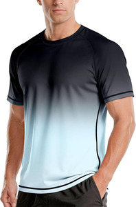 T-shirt sportif à manches courtes pour homme, dégradé, séchage rapide, coupe classique, col rond, tricoté 100% coton, logo avant, écologique - Product Image 3