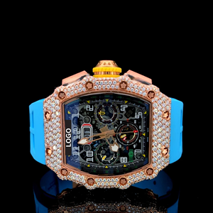 Montre de luxe en moissanite de qualité supérieure pour homme, style hip-hop, avec pierres brillantes, disponible à la vente - Product Image 1