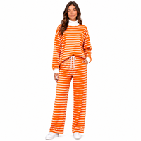 Ensemble décontracté 2 pièces automne/hiver 2026 pour femme, coupe ample, manches longues, épaules tombantes, pull demi-zip, polyester/coton