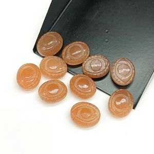 Natural Flashy Peach <b>Moonstone</b> Evil Eye Hand Carved Gemstone Beads For Jewelry Making 10x12mm <b>Moonstone</b> Carving Crystal Charms - Product Image 5