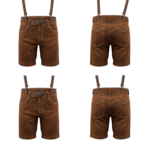 Pantalones Cortos Bávaros de Gamuza Marrón Nogal para Hombre, Personalizados, Tradicionales, Bordados, de Cuero, para Oktoberfest, Marca Privada OEM - Product Image 3