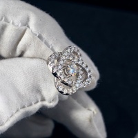Anting Perak Sterling 925 Motif Bunga Elegan GRA D Warna Moissanite Buatan Pabrik Langsung Berkualitas Tinggi Lulus Uji Diamond Tester