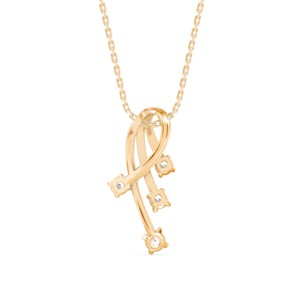 Collar Clásico con Colgante de Moissanita en Forma de Ola con Cuatro Diamantes en Plata de Ley 925 para Mujer - Product Image 2