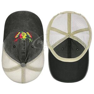 Casquette de baseball en denim imprimée grenouilles multicolore, réglable, en coton, avec visière de sport, très demandée - Product Image 2