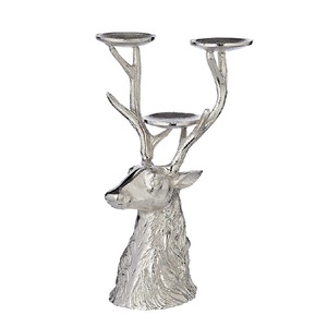 Porte-bougie en aluminium plaqué argent en forme de renne pour salon, éclairage de Noël élégant, support de bougie pour cadeau - Product Image 3