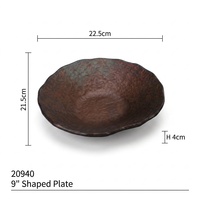 Assiette en mélamine de qualité A5, forme irrégulière, texture martelée, 9 pouces, assiette creuse pour restaurant japonais, incassable, passe au lave-vaisselle