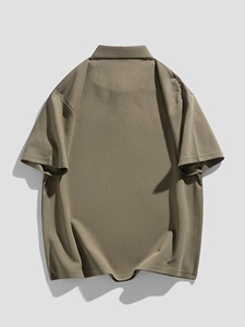 Oversized <b>Waffle</b> Knit 100% Cotton Worsted for <b>Shirt</b> Men Summer Casual Short Sleeve Loose Fit Breathable High Street - Product Image 2