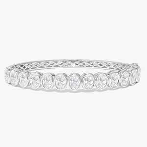 Oval Cut Lab Grown Diamond Bangles <b>Bracelet</b> Bezel Set 6.25" 14k 18k Gold Double Lock Bridal Jewelry <b>Cuff</b> <b>Bracelets</b> Wholesale - Product Image 3