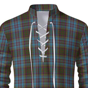 Chemise Ghillie Traditionnelle Écossaise Personnalisée pour Homme, Motif Tartan Jacobite avec Lacets en Cuir pour Tenue de Kilt - Product Image 6