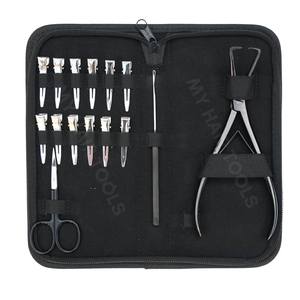 Outils de pose d'extensions capillaires en acier inoxydable de qualité professionnelle avec extracteur de micro-perles à double ressort, crochet de tirage, enfileur et mini-ciseaux - Product Image 5