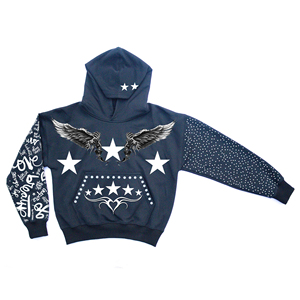 Hoodie tendance avec impression sérigraphique en strass pour homme, coupe ample, tissu 100% coton, style streetwear décontracté, unisexe - Product Image 4