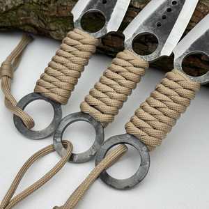 Juego de Cuchillos Tácticos con Punta de Lanza, Acero de Damasco, Hoja Recta, 2 Piezas, Cuchillos de Cocina de Grado Industrial con Mango de Madera - Product Image 4