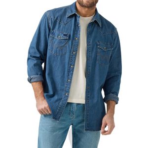 Camisas de mezclilla de manga larga tejidas de alta calidad para hombre al por mayor, camisas de vestir de mezclilla de última generación de alta calidad para hombre - Product Image 4