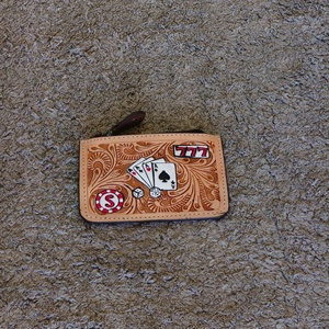 Hot Sale Hand <b>Tooled</b> Genuine Leather Women's Mini Wallet Floral Hand <b>Tooled</b> Cards Design <b>Engraved</b> Western Design Wallet - Product Image 3