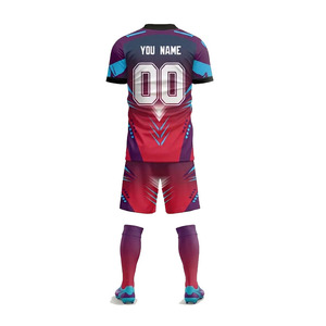 Ensemble de maillot de football Ekin Impex pour homme, manches courtes, dégradé violet-rouge, sublimé, séchage rapide, uniforme sportif adulte toutes saisons - Product Image 4