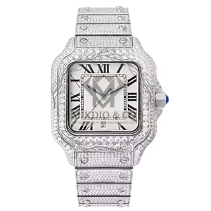 Montre pour homme MIKDIO & CO, style hip-hop, diamants, acier inoxydable, rectangulaire, analogique - Product Image 3