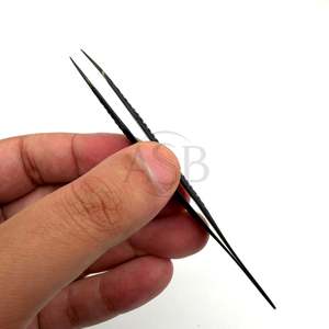 แหนบปลายแหลมสีดำด้านสำหรับต่อขนตา สแตนเลสสตีล จับแน่น ทนทาน - Product Image 5